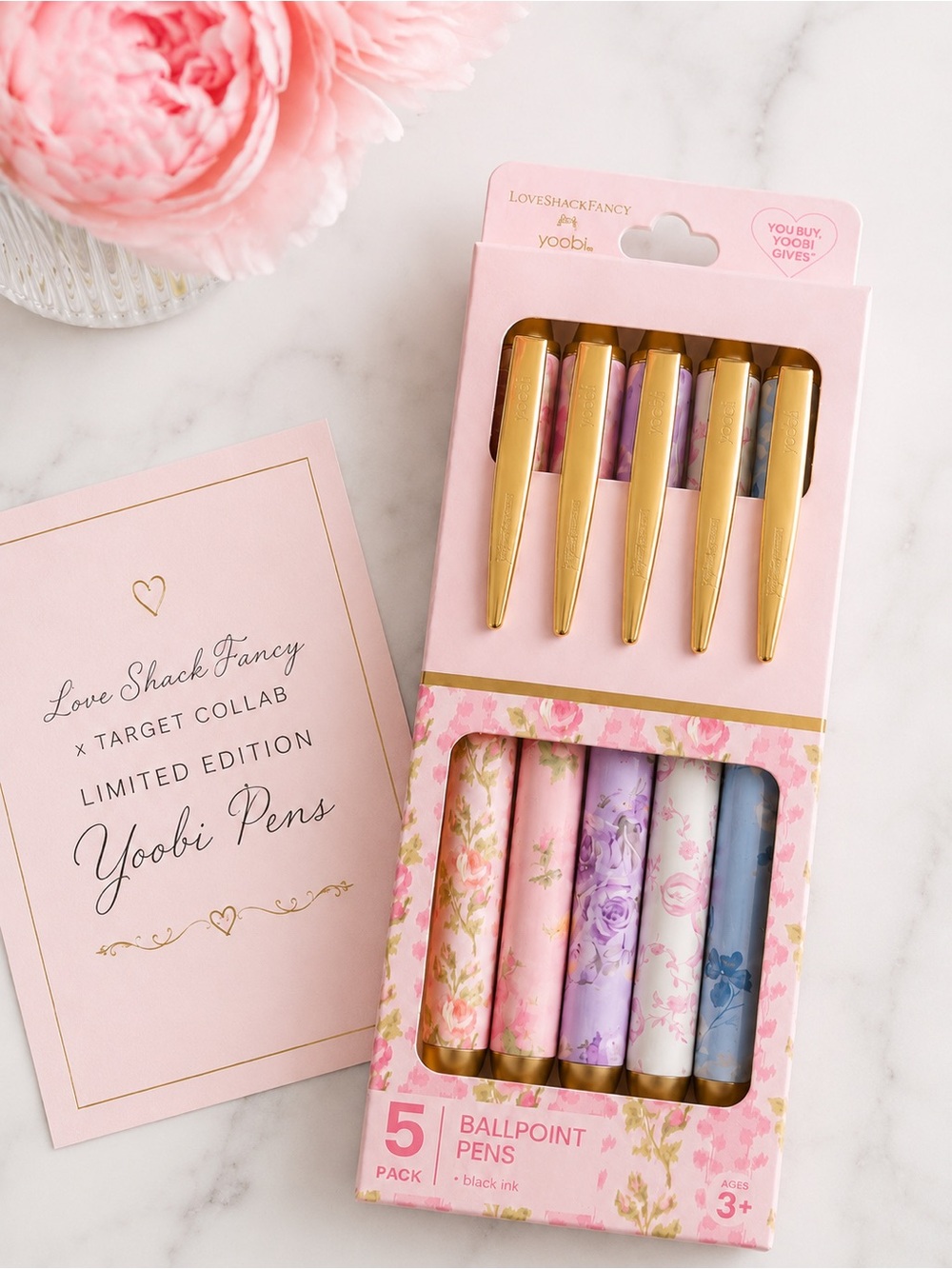 LoveShackFancy x Target x Yoobi Limited Edition 5-Pack Ballpoint Pens NIB